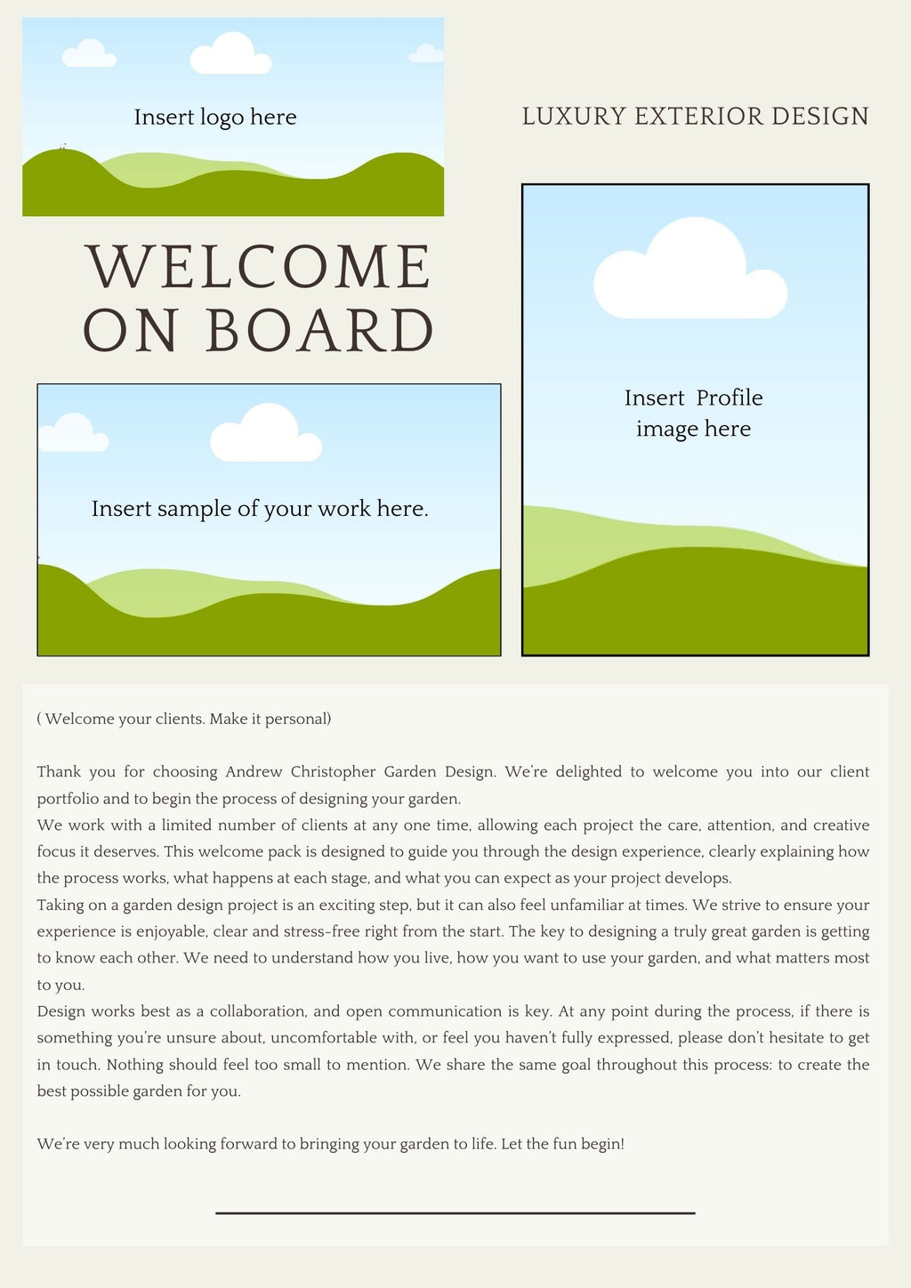 Welcome Pack Sample Client Welcome Pack Template – The Garden Design Mentor Shop